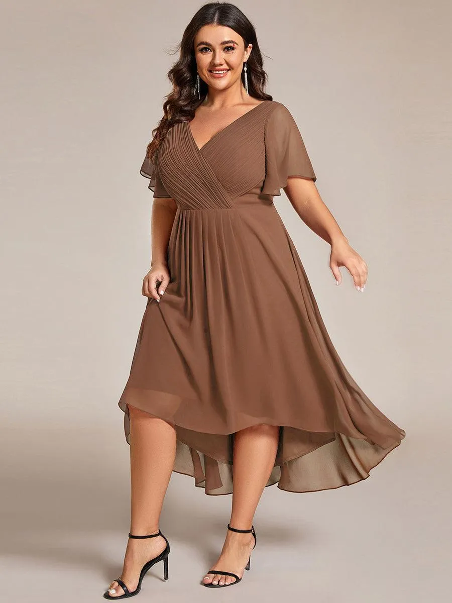 Taille personnalisée Robe d'invité de mariage chic à col en V