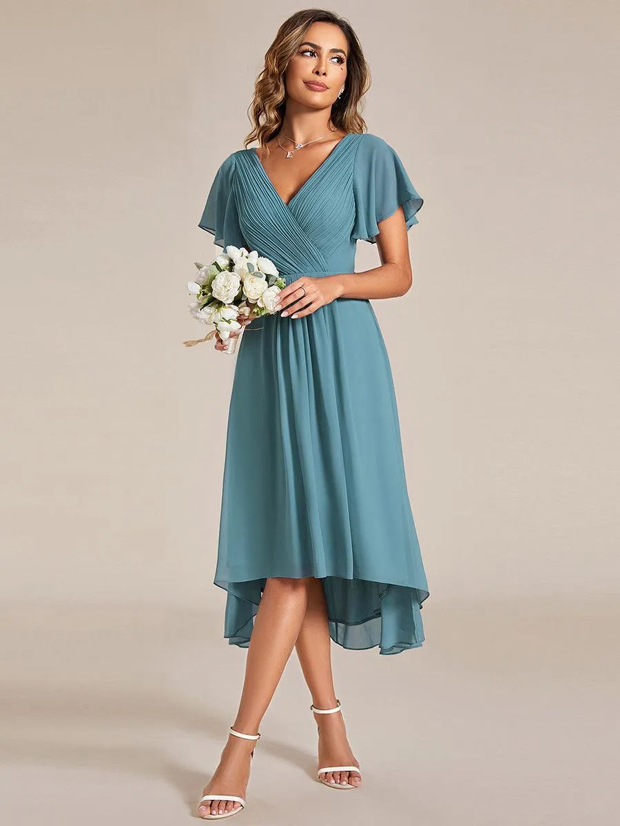 Taille personnalisée Robe d'invité de mariage chic à col en V