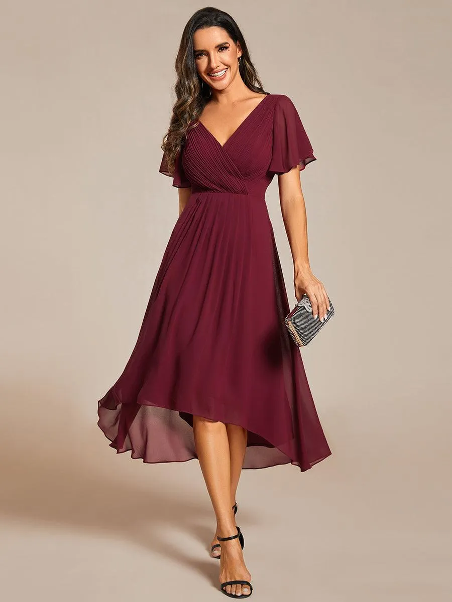 Taille personnalisée Robe d'invité de mariage chic à col en V
