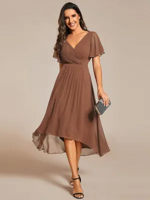 Taille personnalisée Robe d'invité de mariage chic à col en V