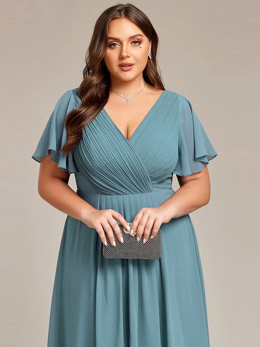 Taille personnalisée Robe d'invité de mariage chic à col en V