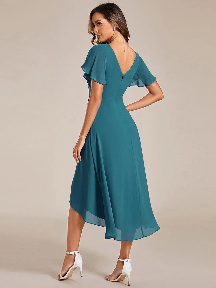 Taille personnalisée Robe d'invité de mariage chic à col en V