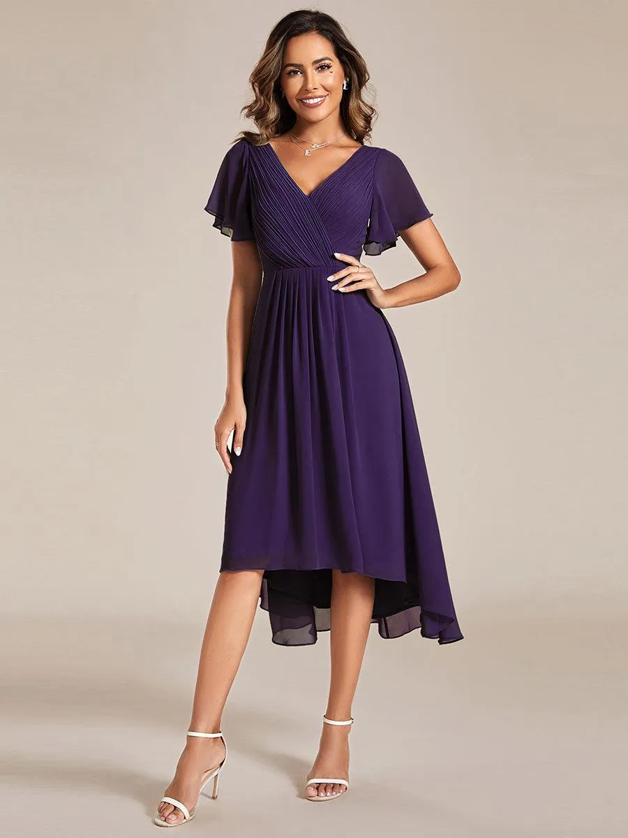 Taille personnalisée Robe d'invité de mariage chic à col en V