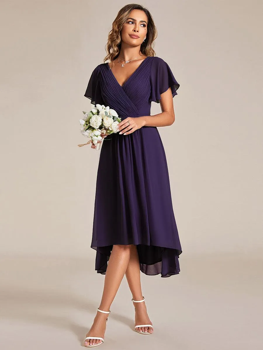 Taille personnalisée Robe d'invité de mariage chic à col en V