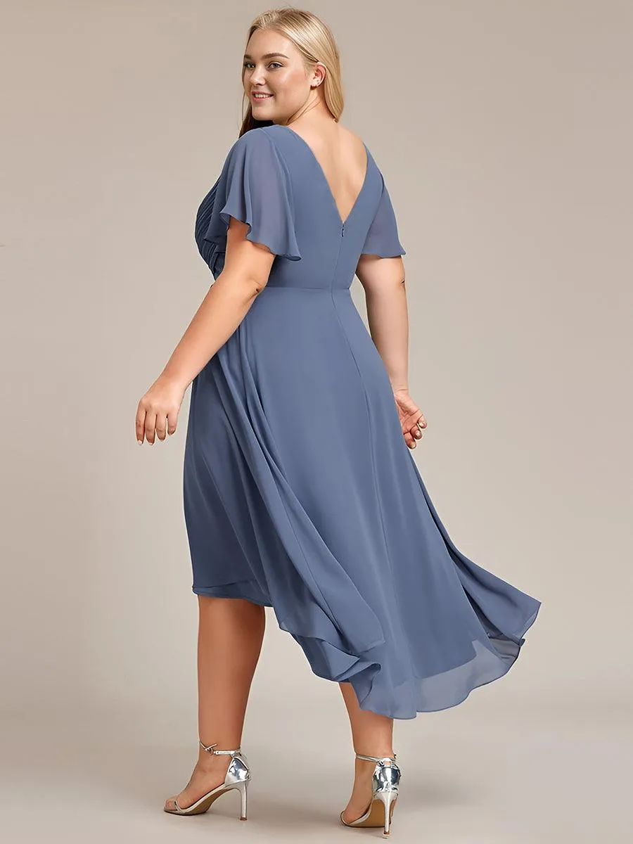 Taille personnalisée Robe d'invité de mariage chic à col en V