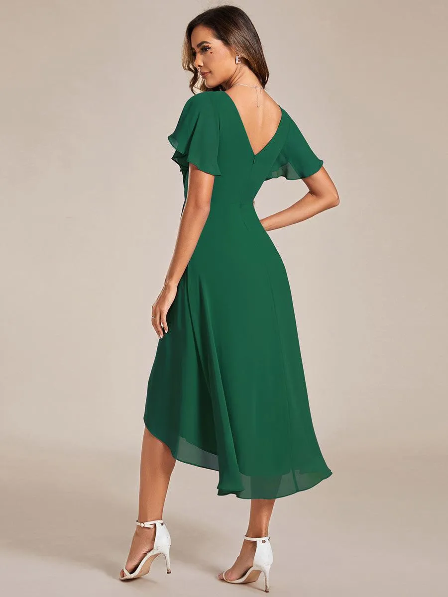 Taille personnalisée Robe d'invité de mariage chic à col en V