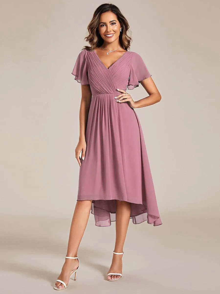 Taille personnalisée Robe d'invité de mariage chic à col en V