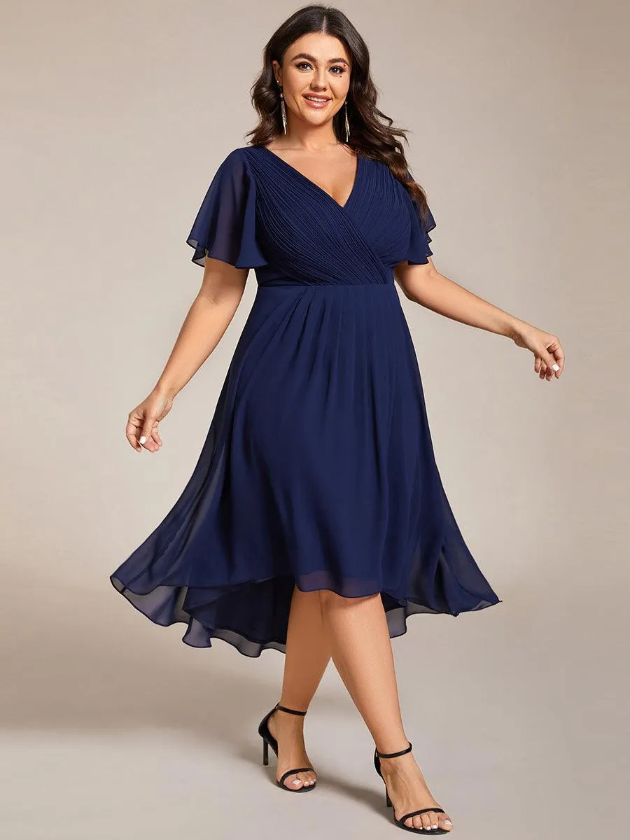 Taille personnalisée Robe d'invité de mariage chic à col en V