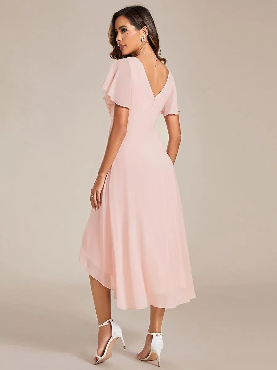 Taille personnalisée Robe d'invité de mariage chic à col en V