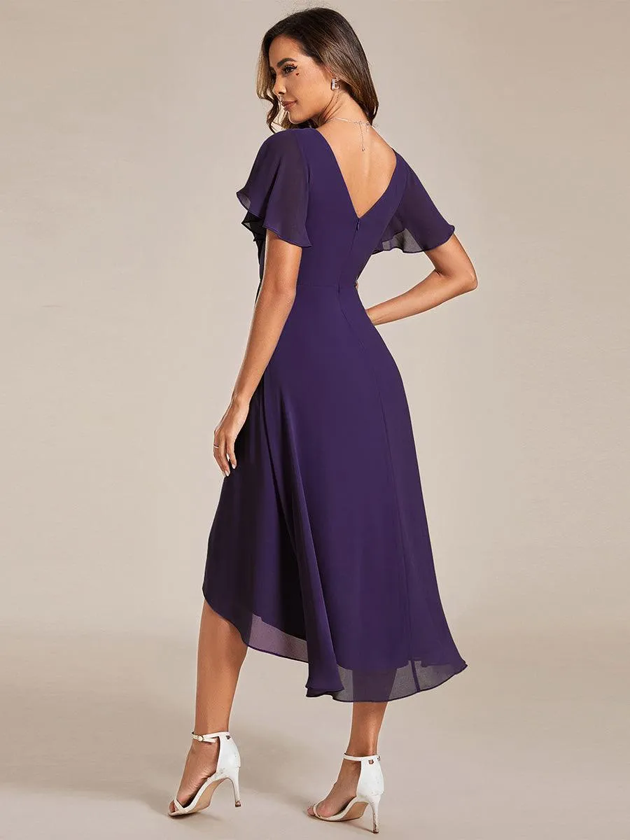 Taille personnalisée Robe d'invité de mariage chic à col en V
