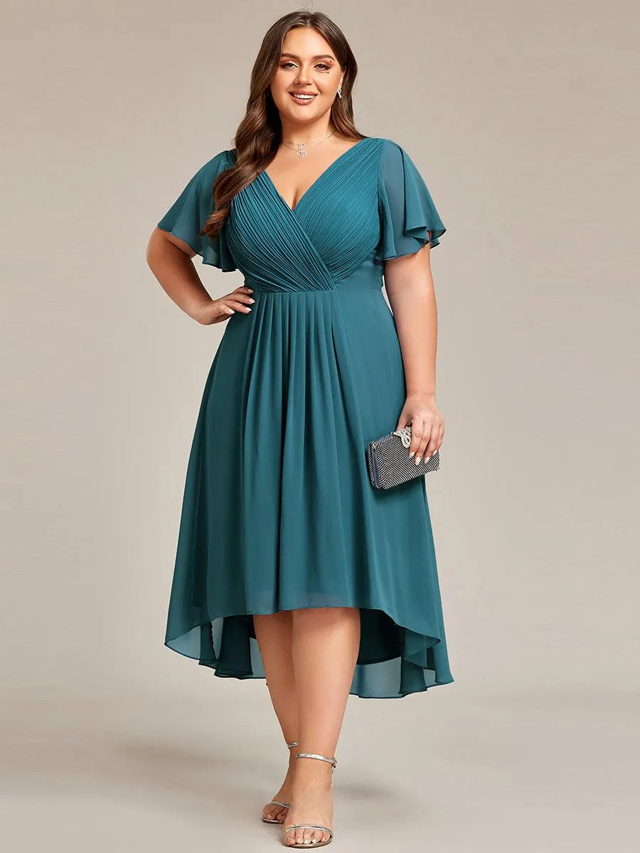 Taille personnalisée Robe d'invité de mariage chic à col en V