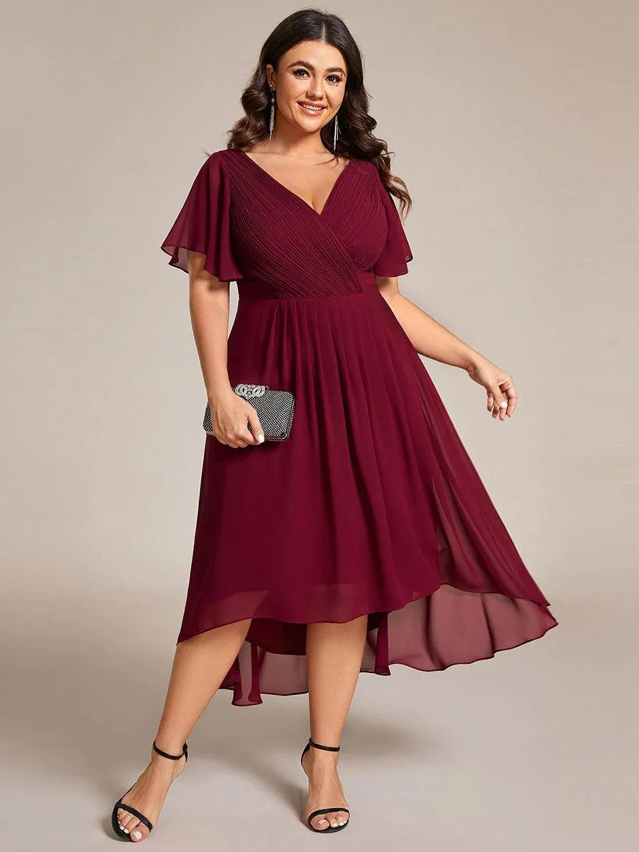 Taille personnalisée Robe d'invité de mariage chic à col en V