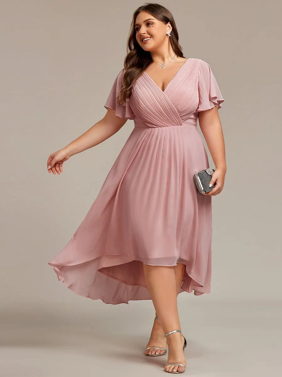 Taille personnalisée Robe d'invité de mariage chic à col en V