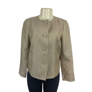Talbots Beige Textured Open Blazer With Button Closures & Pockets Sz 4
