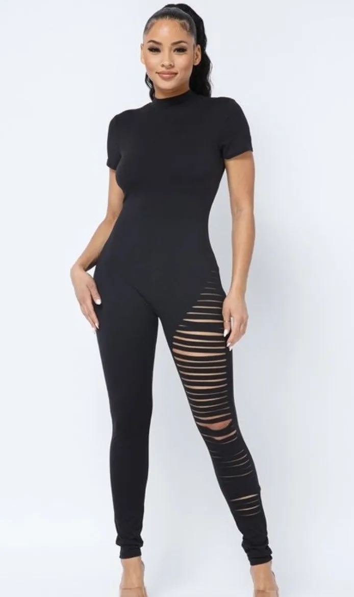 Tear Me Up Black Jumpsuit