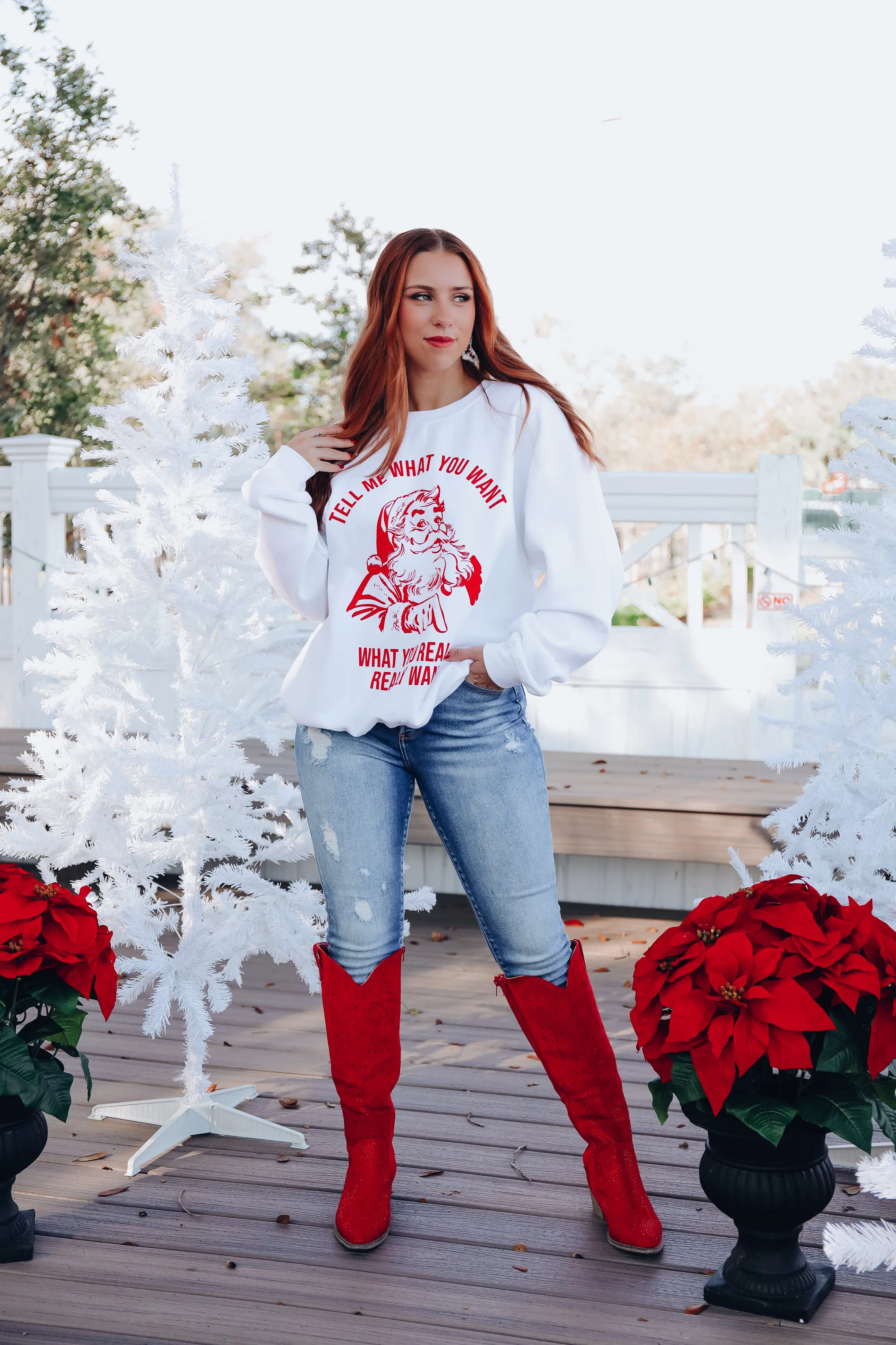 Tell Me What You Want Graphic Sweatshirt - Cream