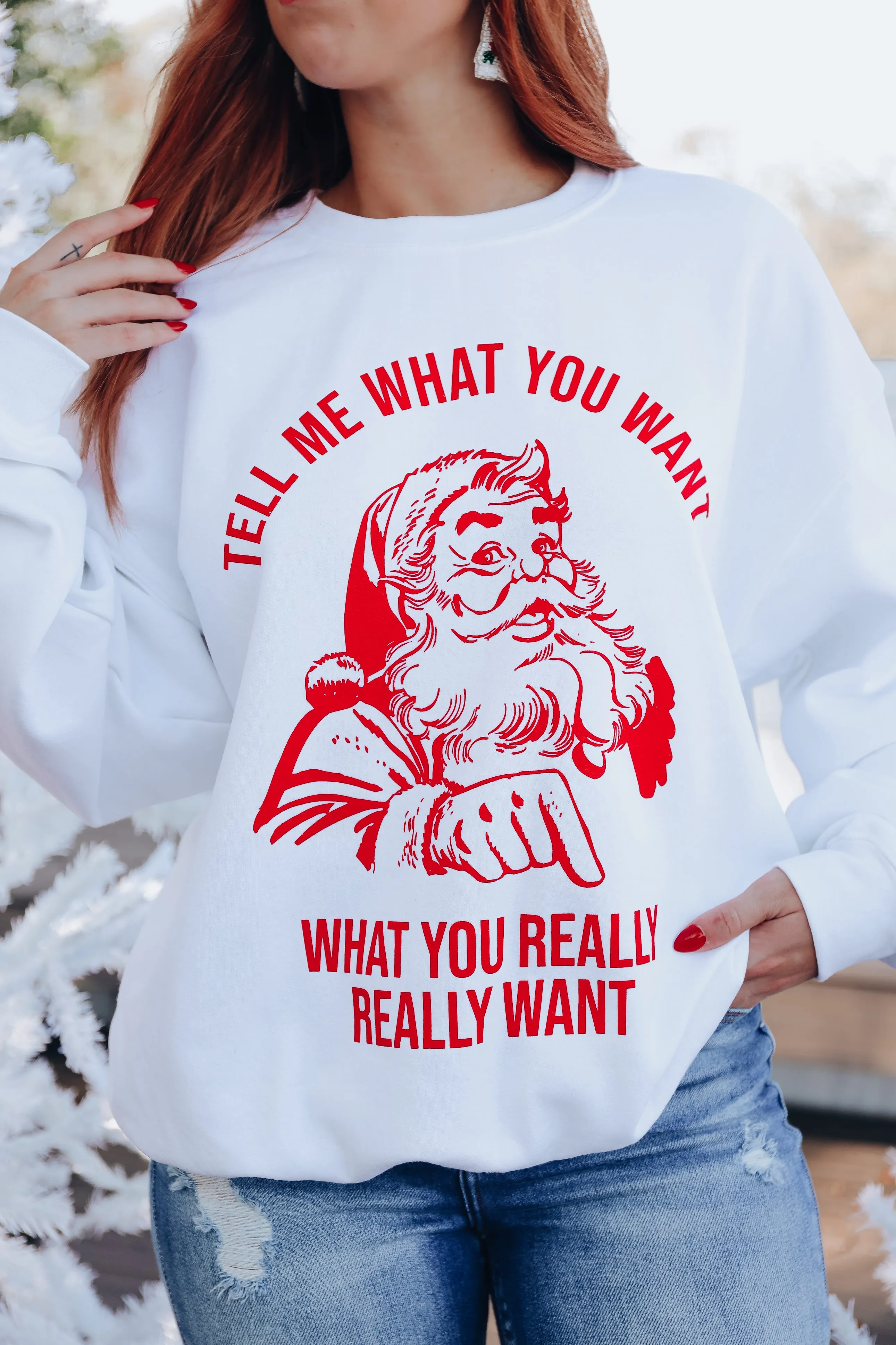 Tell Me What You Want Graphic Sweatshirt - Cream