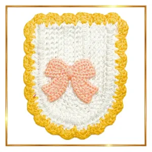 Textured knitted Bow and Border Crochet Patch