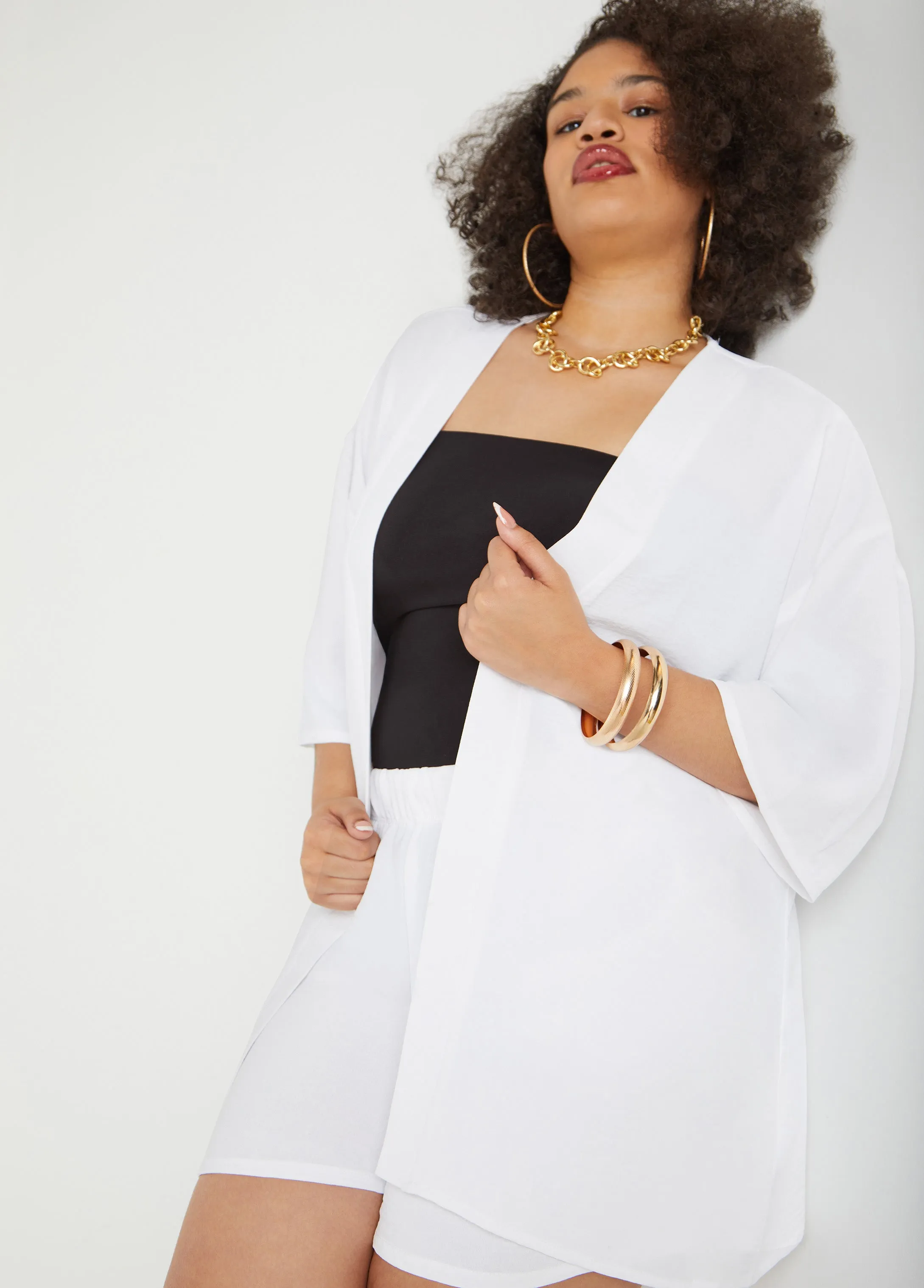 Textured Open Front Jacket