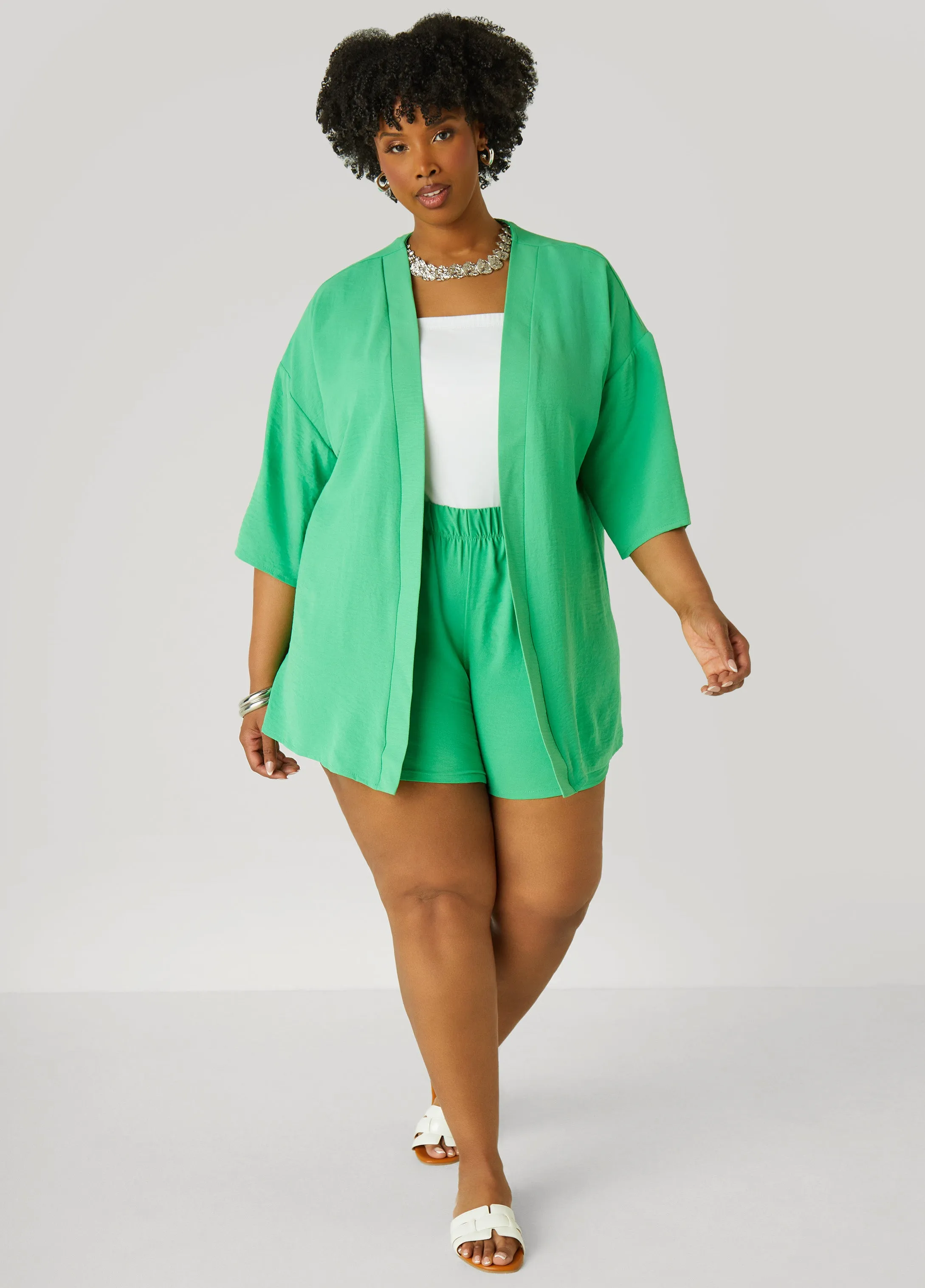 Textured Open Front Jacket