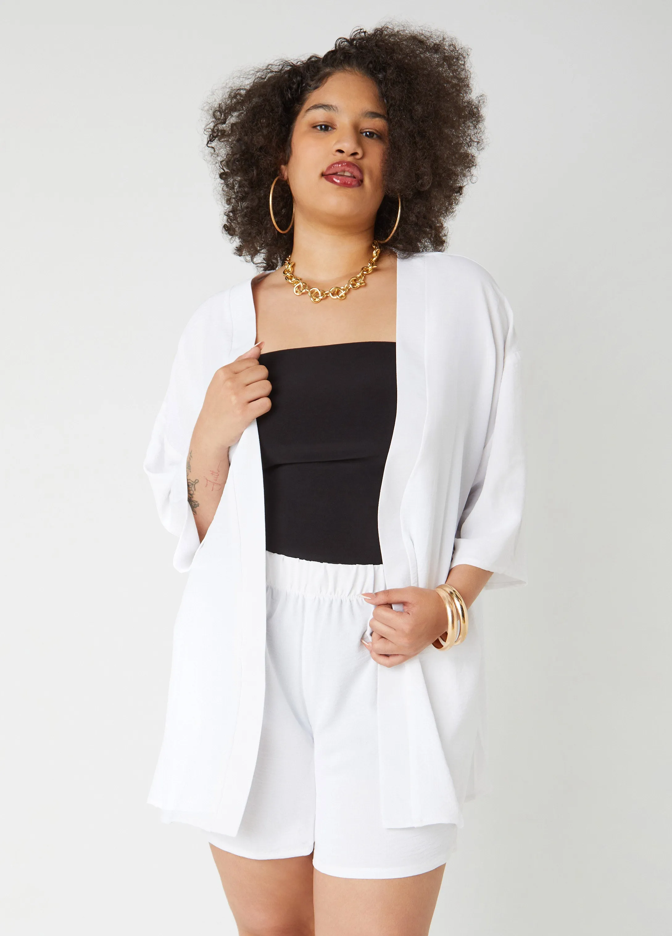 Textured Open Front Jacket