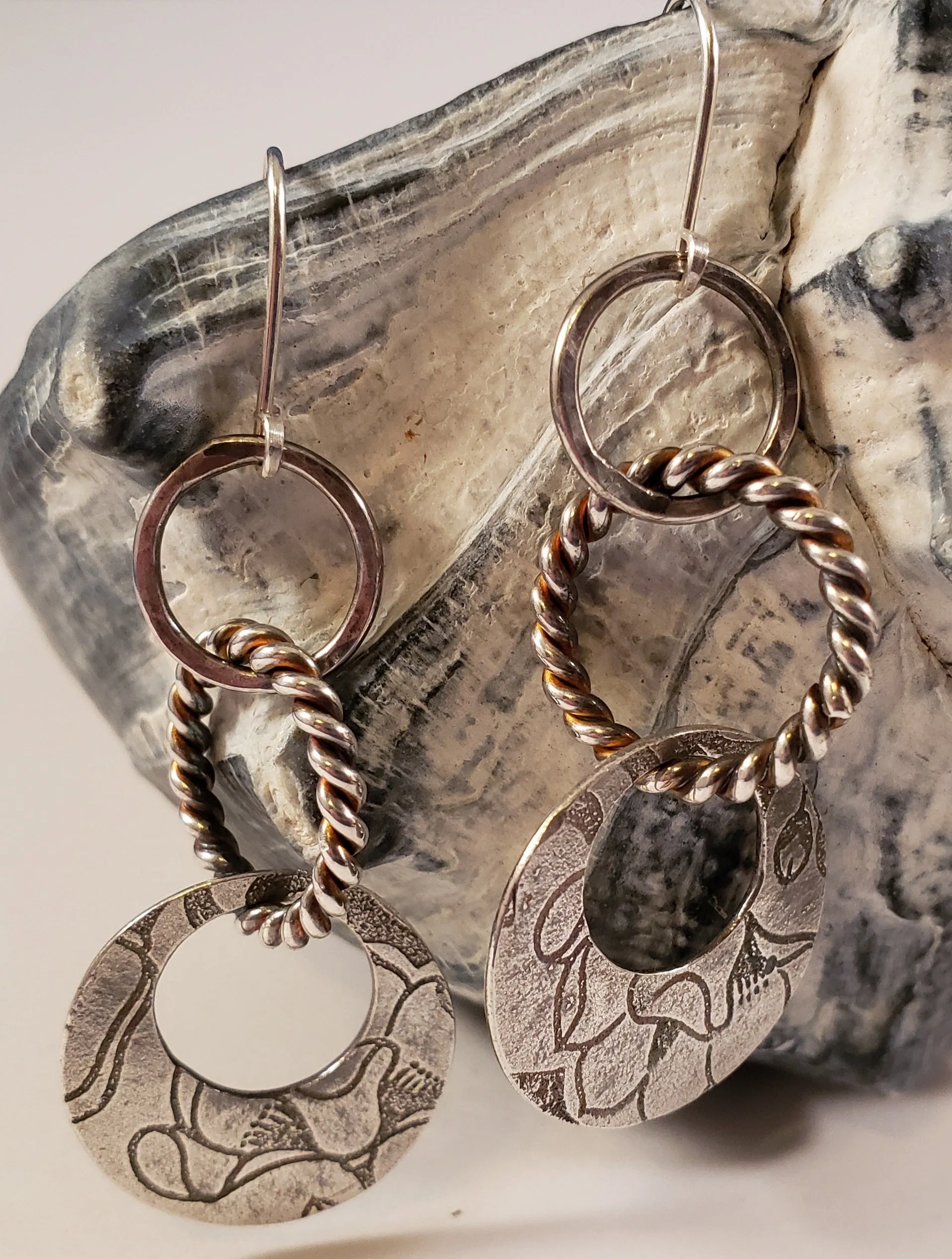 Textured Silver Earrings