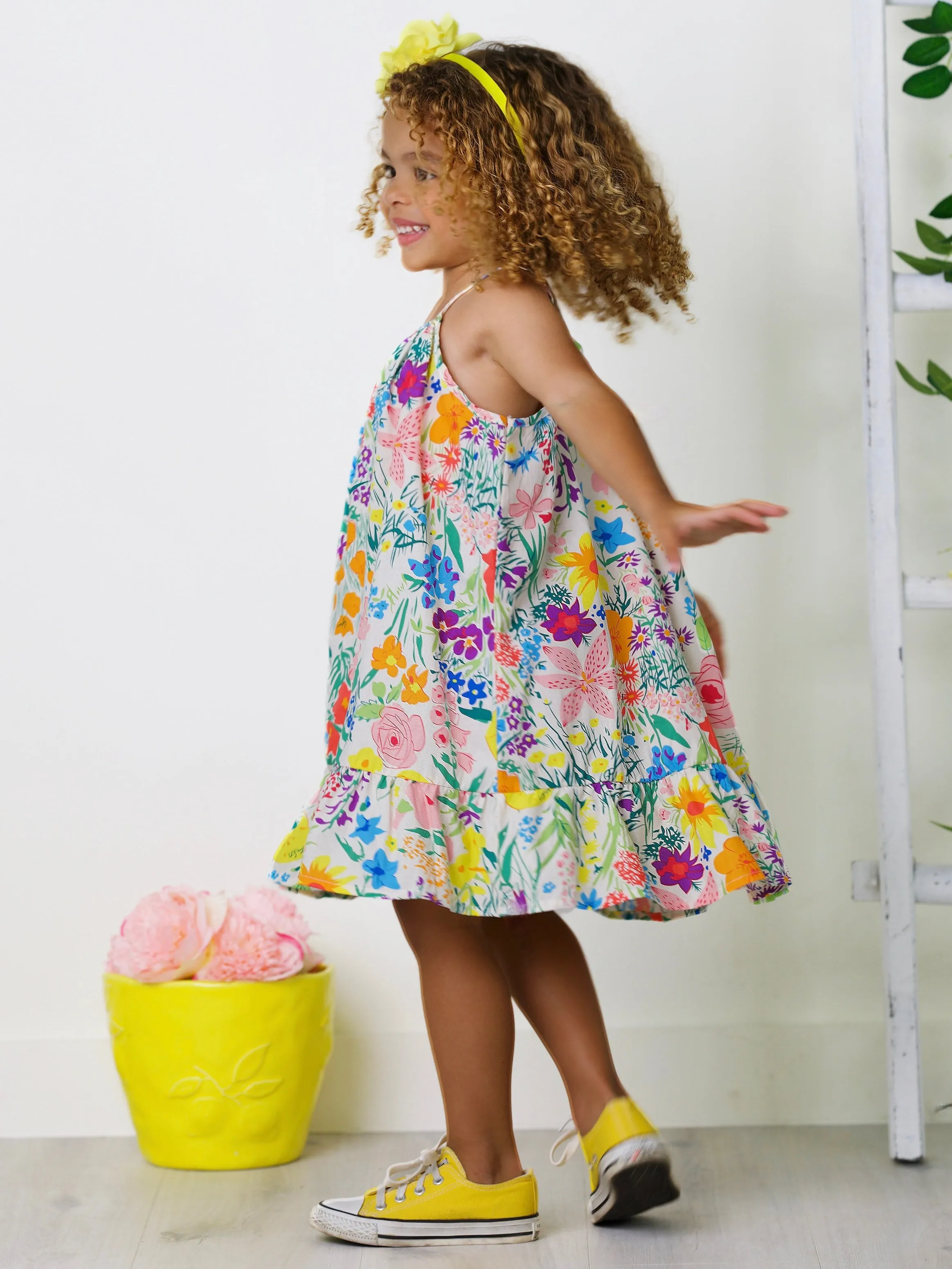 The Brightest Blooms Floral Ruffle Dress