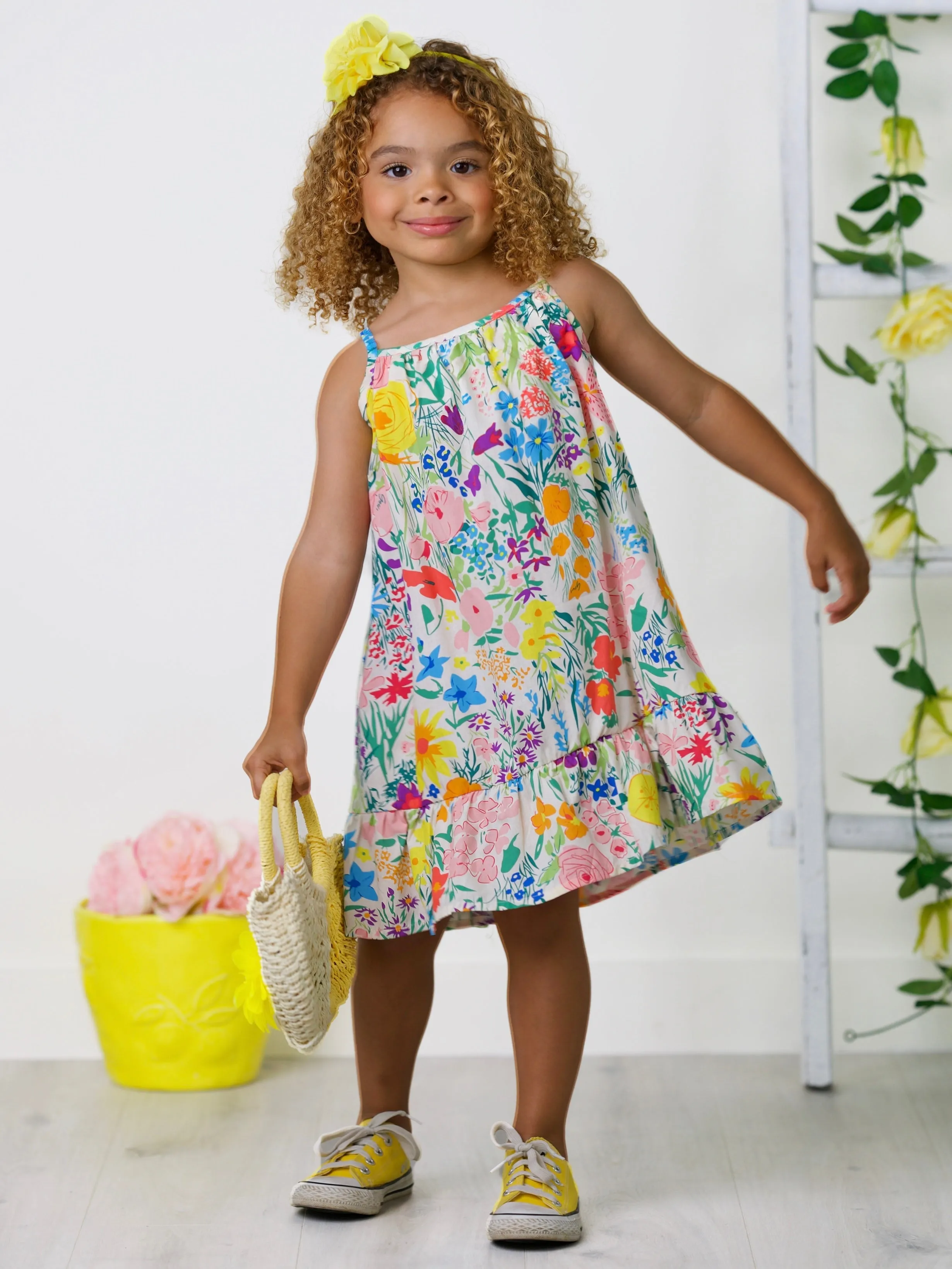 The Brightest Blooms Floral Ruffle Dress