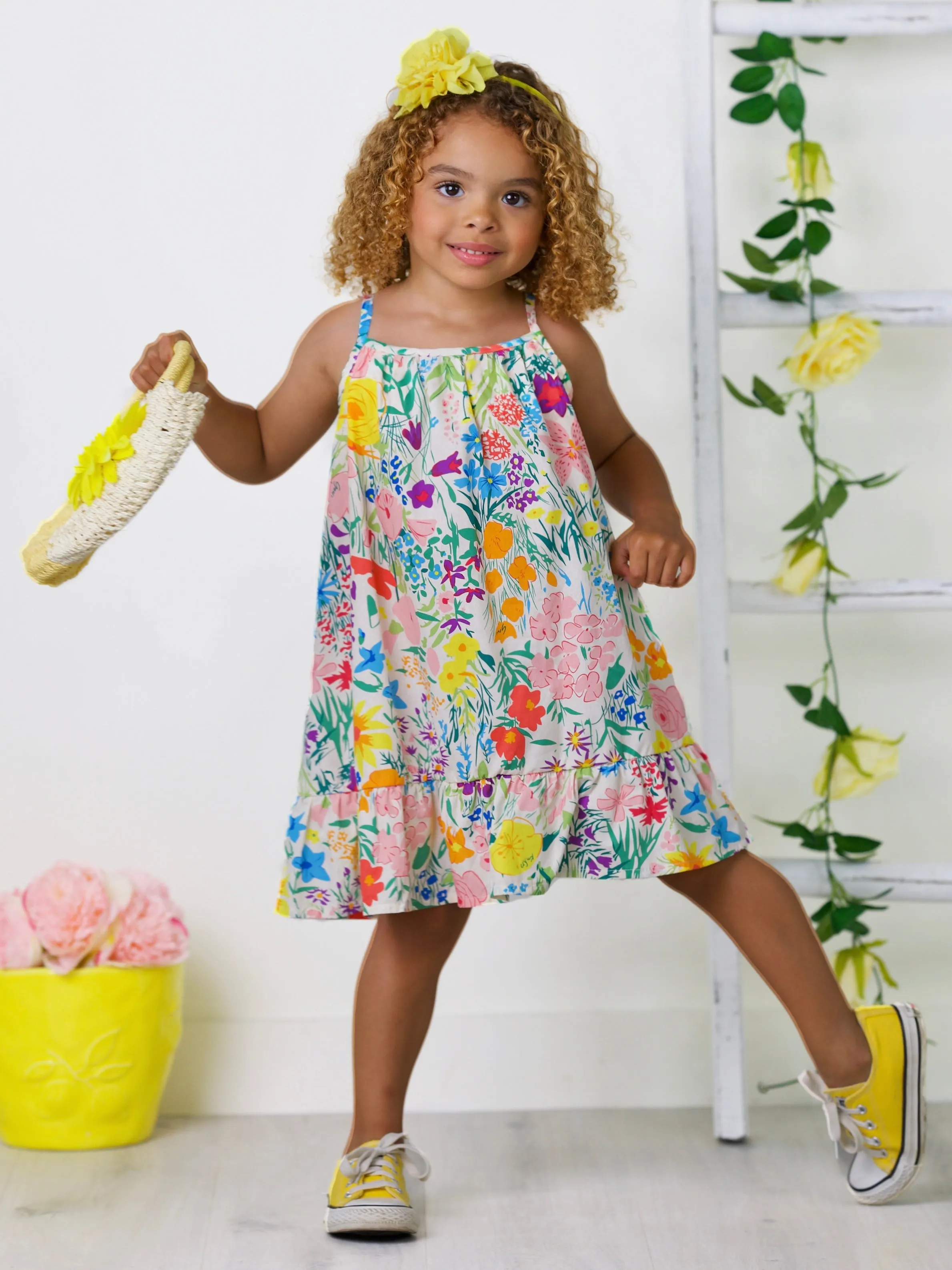 The Brightest Blooms Floral Ruffle Dress