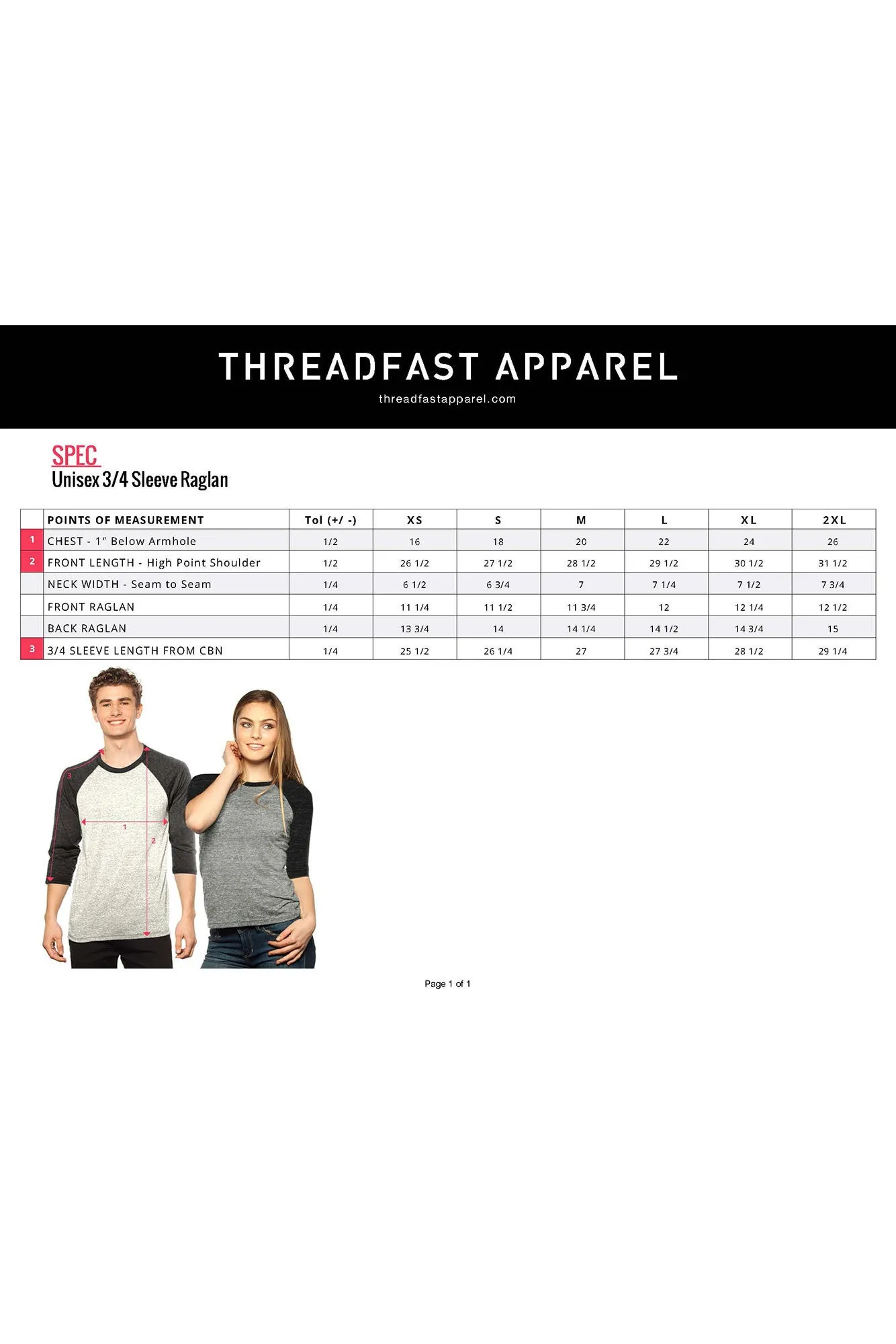 Threadfast Unisex Triblend 3/4-Sleeve Raglan, Gray/Royal Triblend *Personalize It