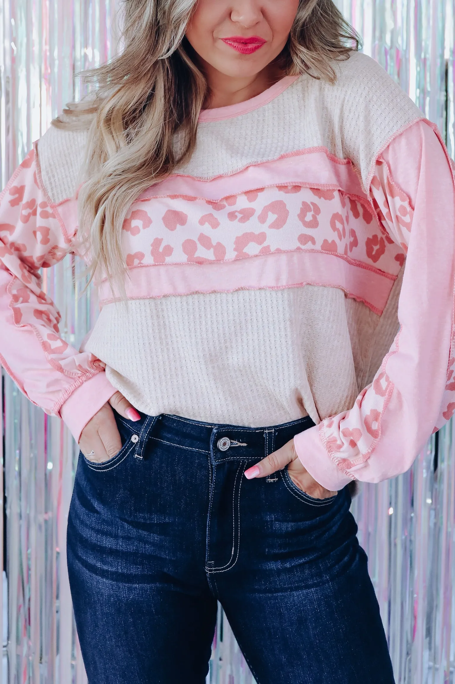 Tia Tri-Blend Color Block Top - Oatmeal