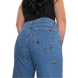 Tommy Hilfiger Monogram Embroidered Slim Boyfriend Jeans | Size 4 | Medium Blue