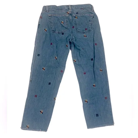 Tommy Hilfiger Monogram Embroidered Slim Boyfriend Jeans | Size 4 | Medium Blue