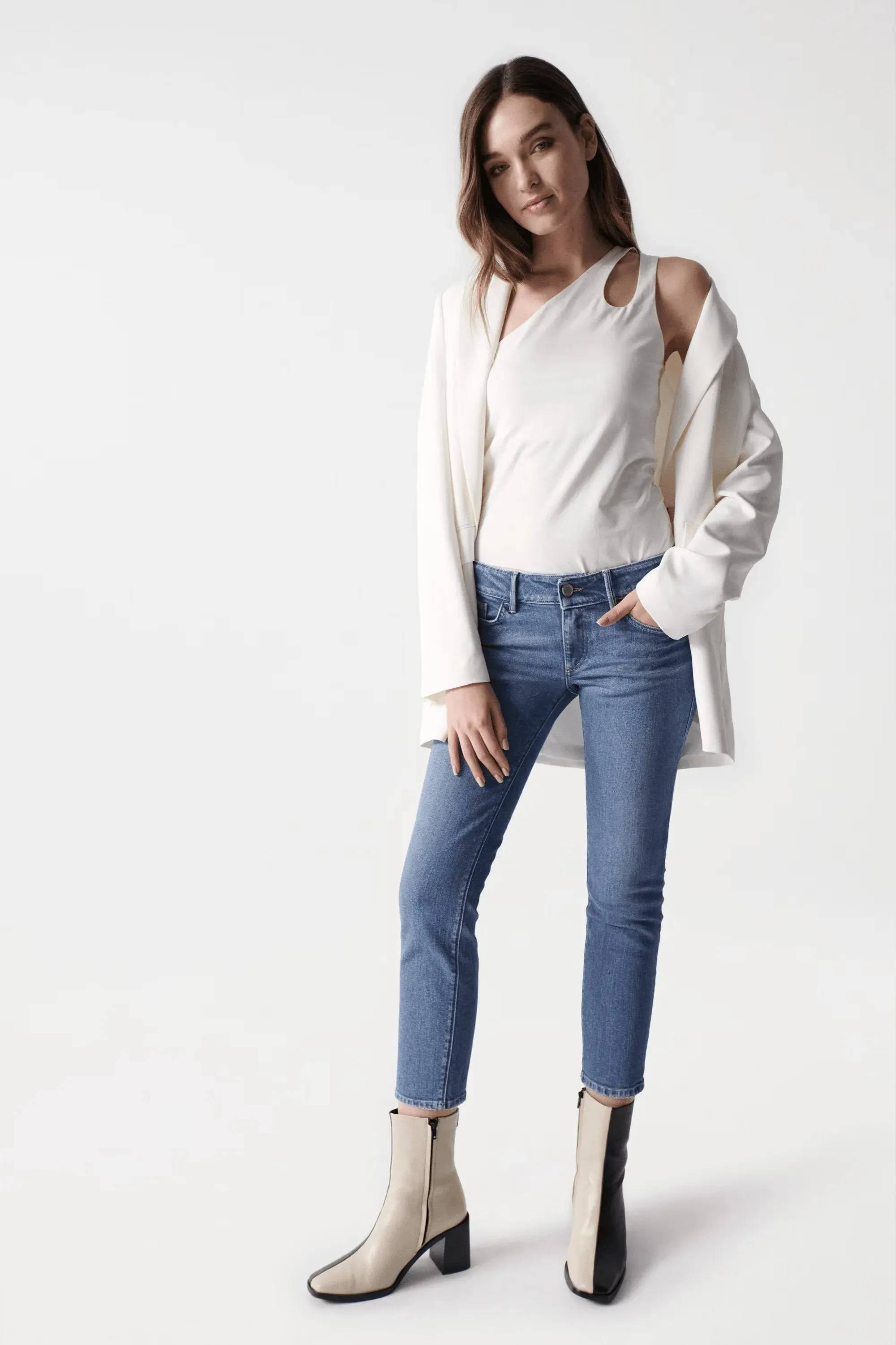 Top Salsa Jeans con Escote Asimétrico Blanco