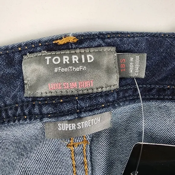 Torrid Luxe Slim Boot Jeans Blue Denim Stretch Pants Womens Plus 18S (36x29) NWT