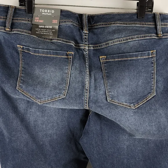 Torrid Luxe Slim Boot Jeans Blue Denim Stretch Pants Womens Plus 18S (36x29) NWT