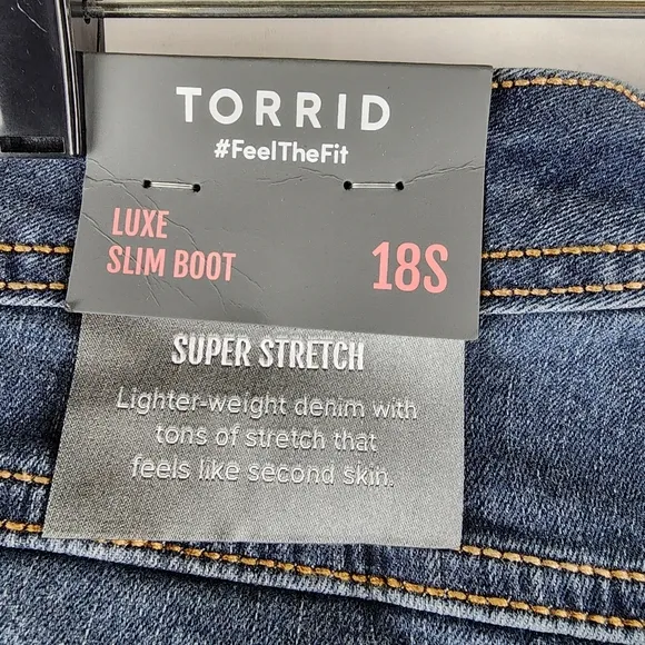 Torrid Luxe Slim Boot Jeans Blue Denim Stretch Pants Womens Plus 18S (36x29) NWT