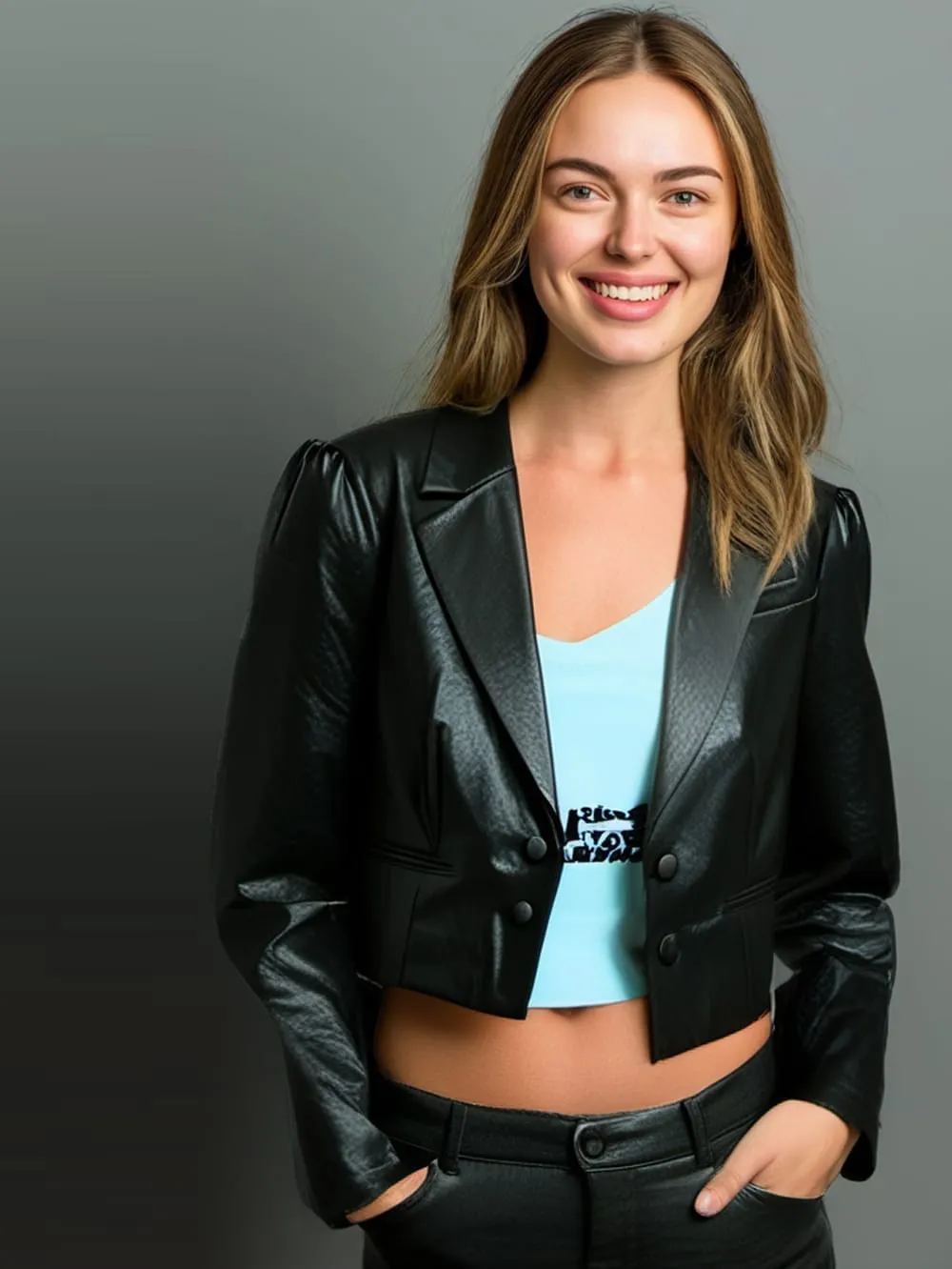 Triple Pocket Luxe Leather Blazer for Women