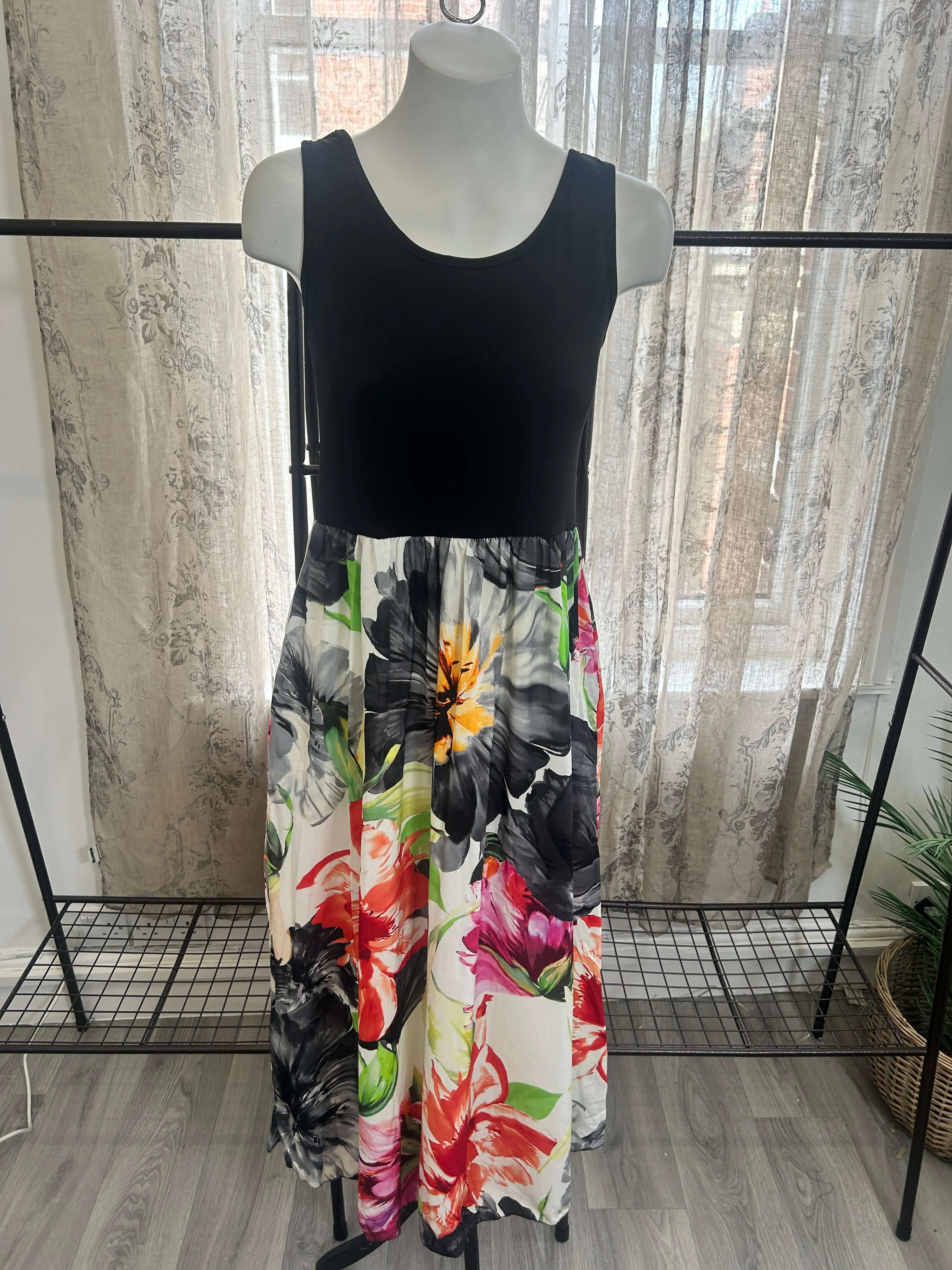 Tropical Skirt Detail Maxi Sundress
