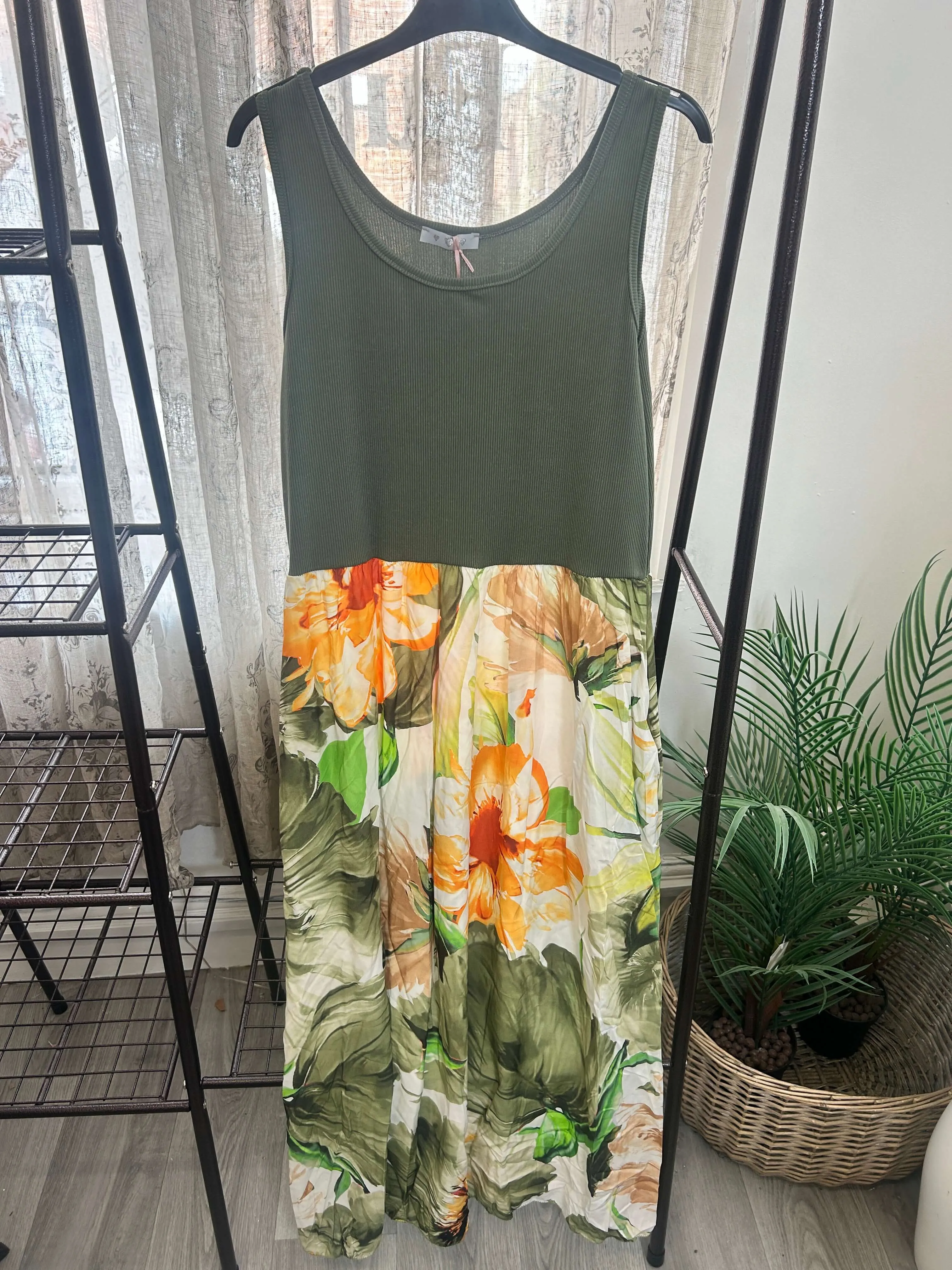 Tropical Skirt Detail Maxi Sundress