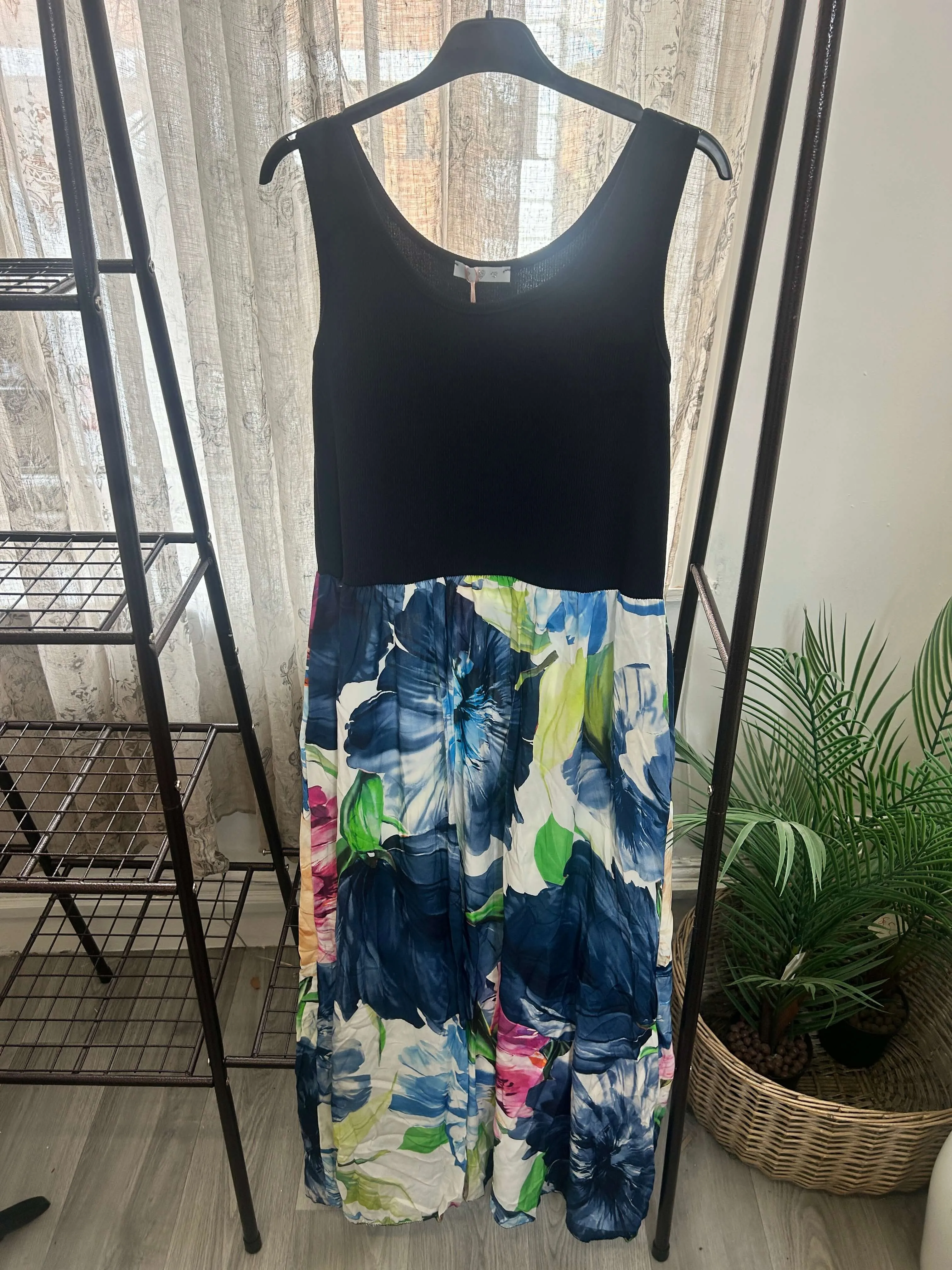 Tropical Skirt Detail Maxi Sundress