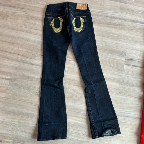 True religion women straight leg jeans pants Gold Foil authentic size 24 blue