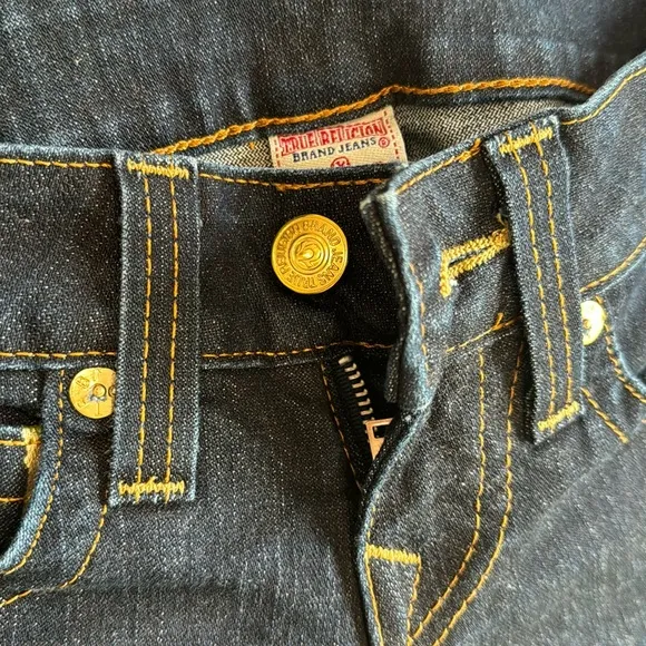 True religion women straight leg jeans pants Gold Foil authentic size 24 blue