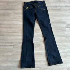 True religion women straight leg jeans pants Gold Foil authentic size 24 blue