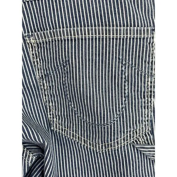 True Religion Womens 29 Audrey Carpenter Relaxed Striped Boyfriend Jeans