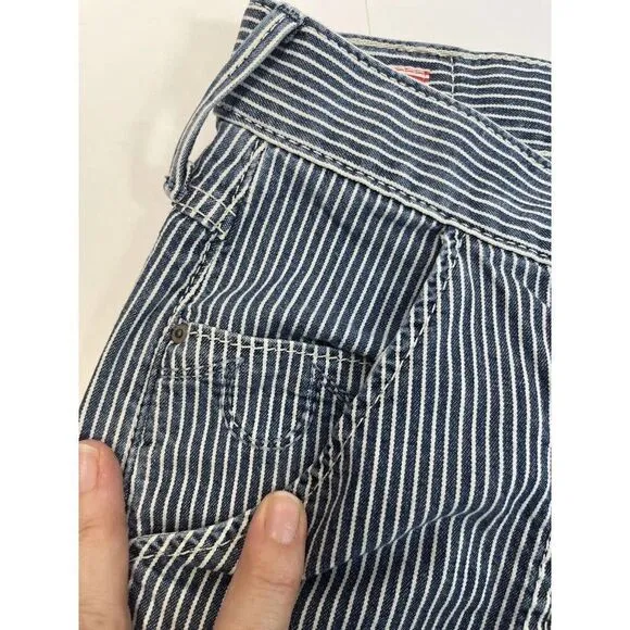 True Religion Womens 29 Audrey Carpenter Relaxed Striped Boyfriend Jeans