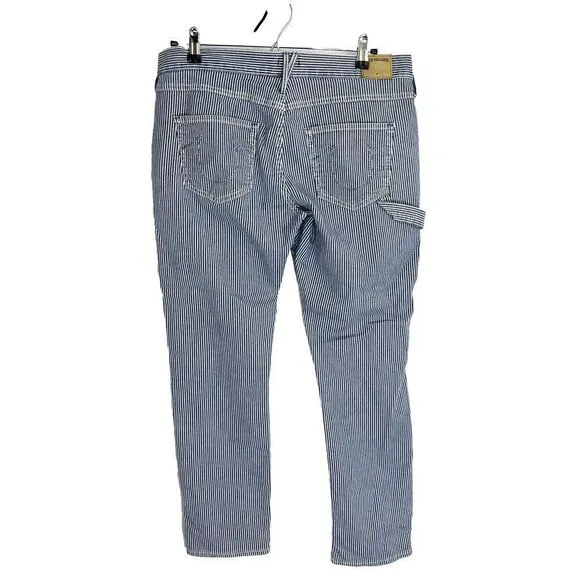 True Religion Womens 29 Audrey Carpenter Relaxed Striped Boyfriend Jeans
