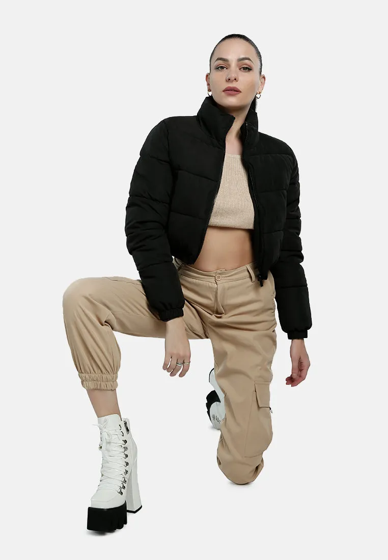 Turtleneck Zip-Up Puffer Jacket