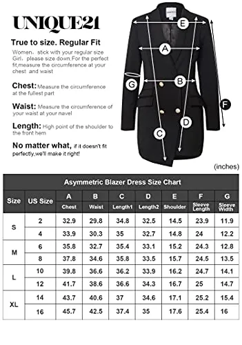 UNIQUE21 Women's Asymmetric Blazer Dress