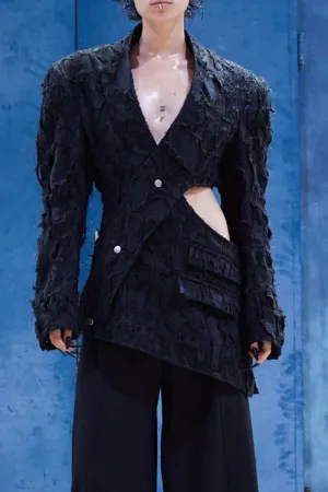 V-Neck Hollow Textured Blazer